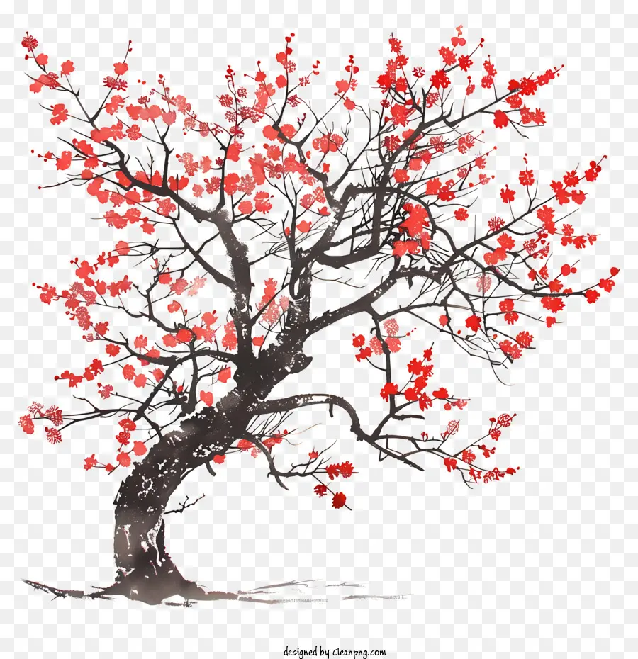 زهر شجرة，الأوراق الحمراء PNG