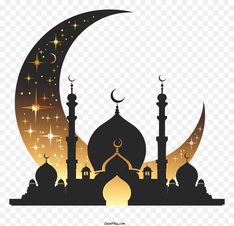 رمضان，المسجد والهلال PNG