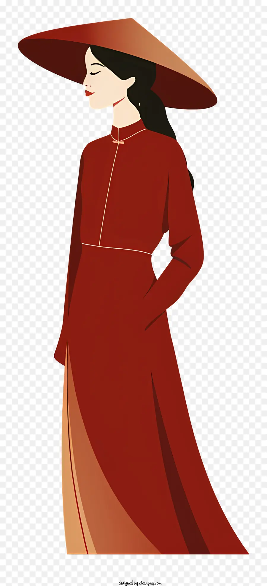 آو داي，امرأة ترتدي ملابس حمراء PNG