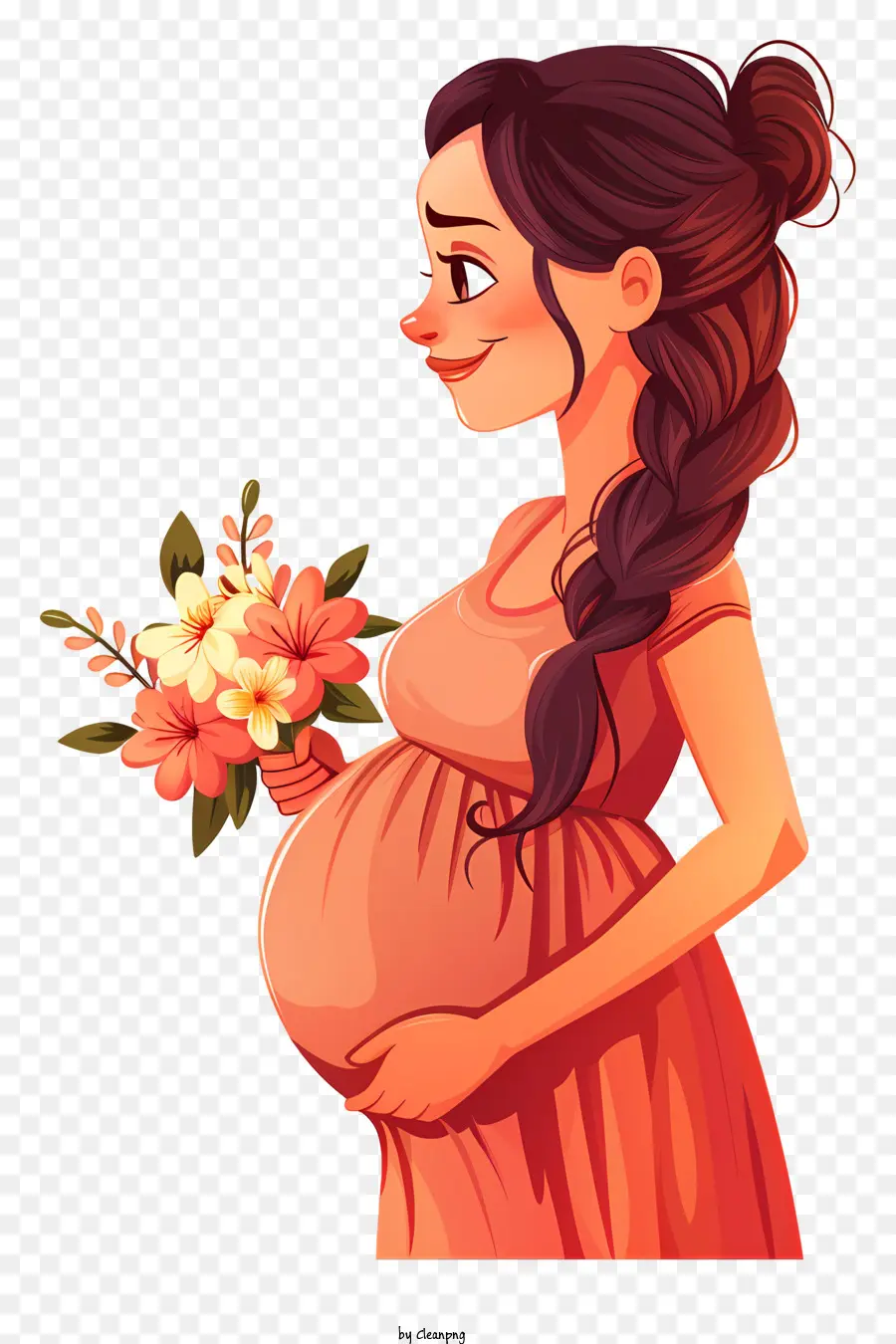 كاريكاتير المرأة الحامل，الحمل PNG