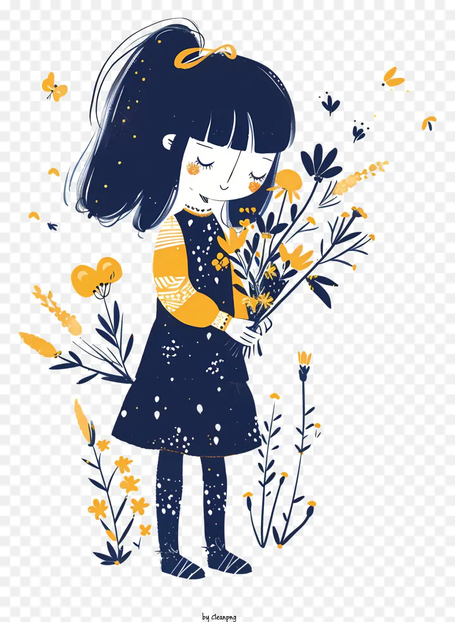 فتاة تحمل الزهور，فتاة PNG