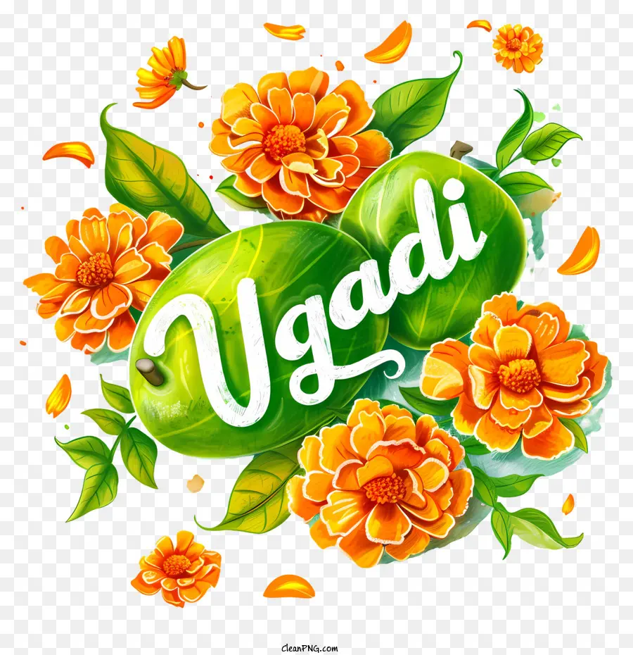 Ugadi سعيد，ورقة زهرة PNG