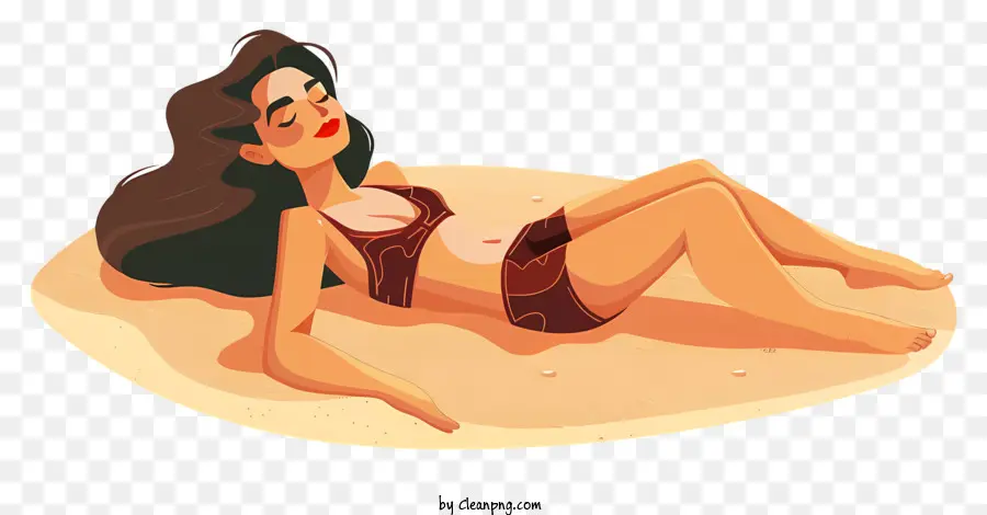 امرأة مستلقية على الرمال，الشاطئ PNG