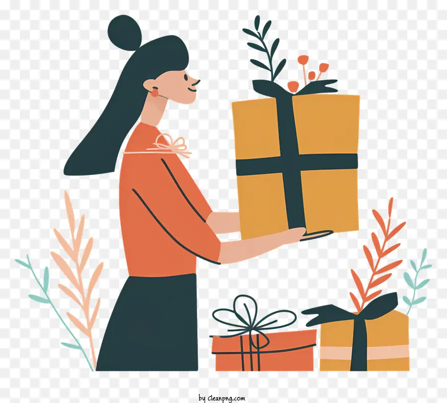 امرأة تحمل صندوق هدايا，هدية PNG
