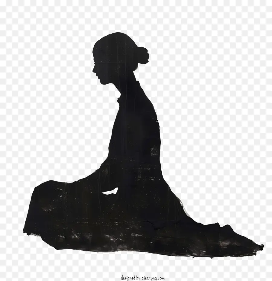 امرأة تجلس صورة ظلية，التأمل PNG