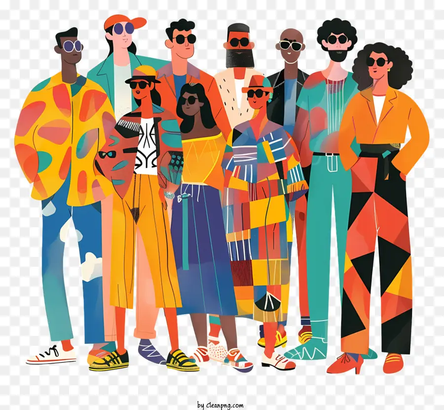 مجموعة من الناس，الملابس الملونة PNG