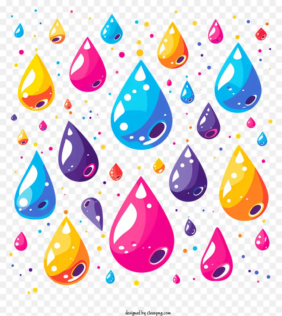 قطرات الماء，قطرات المطر الملونة PNG