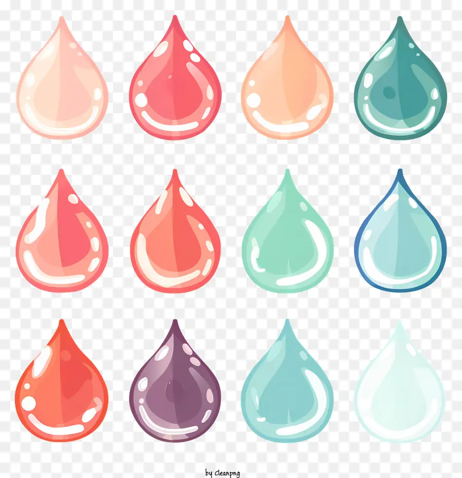 قطرات الماء，قطرات ملونة PNG