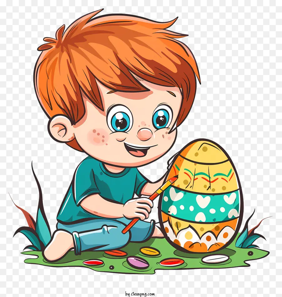 تلوين بيض عيد الفصح，الولد PNG