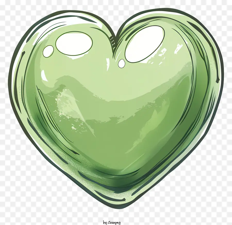 القلب الأخضر，كائن زجاجي على شكل قلب PNG