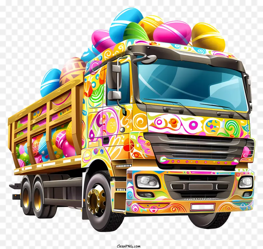 شاحنة عيد الفصح，شاحنة ملونة PNG