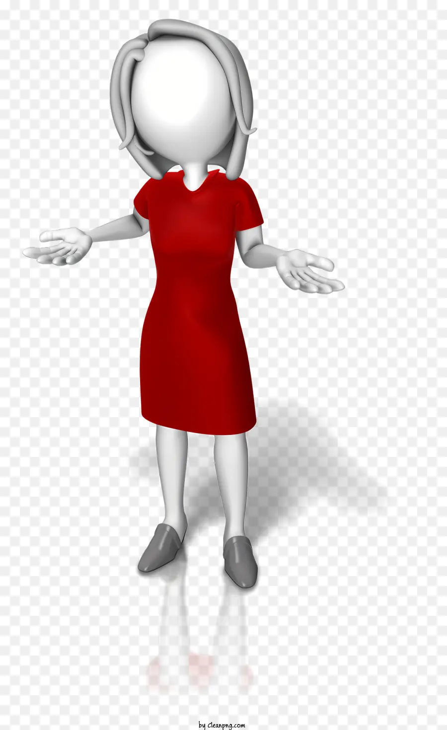 عصا الشكل，3d المرأة إلى داخل الأحمر Dress PNG