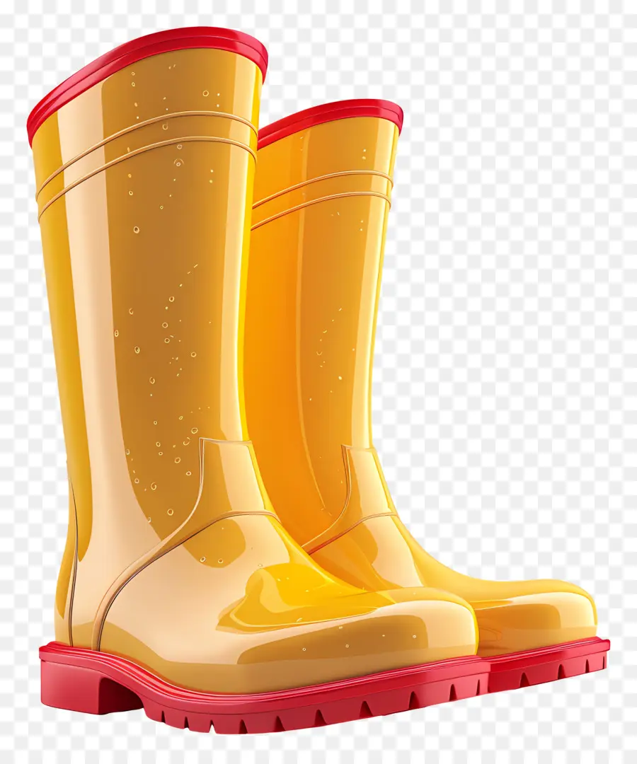 أحذية المطر，أحذية مطاطية صفراء PNG