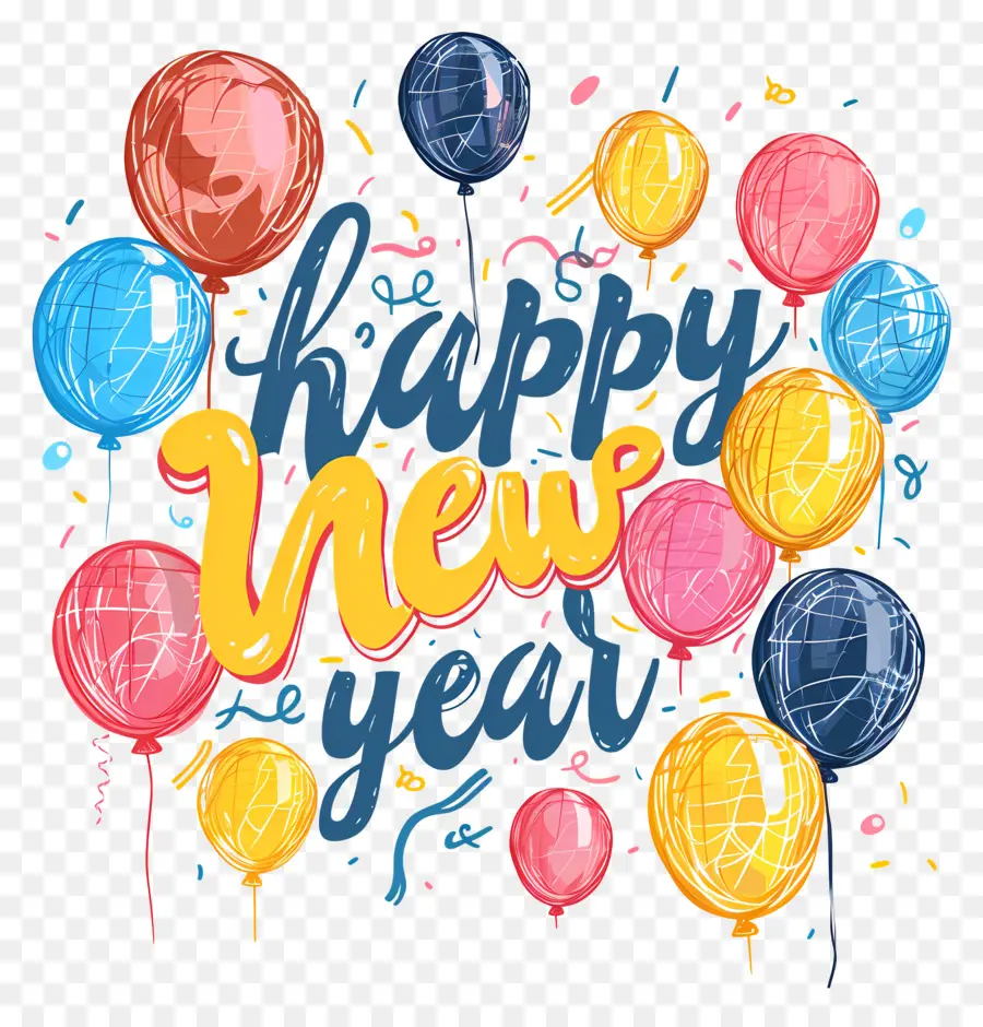 سنة جديدة سعيدة，البالونات PNG