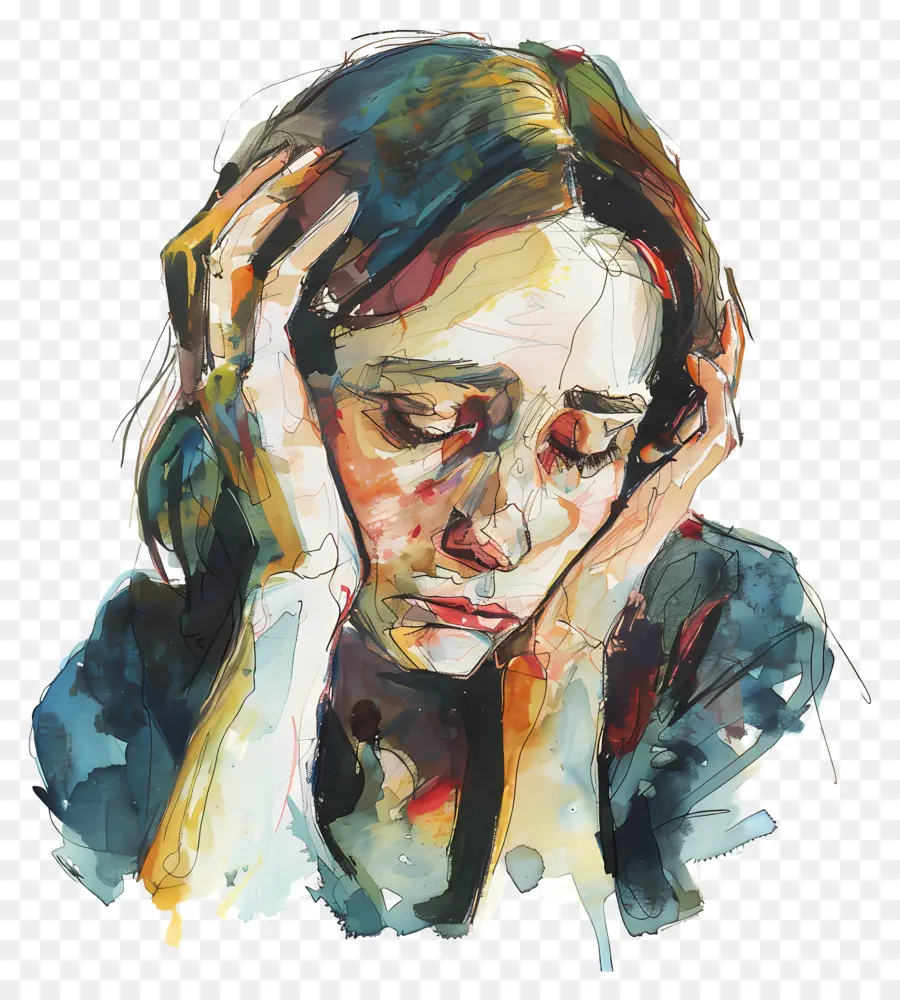 الاكتئاب امرأة，حزين PNG