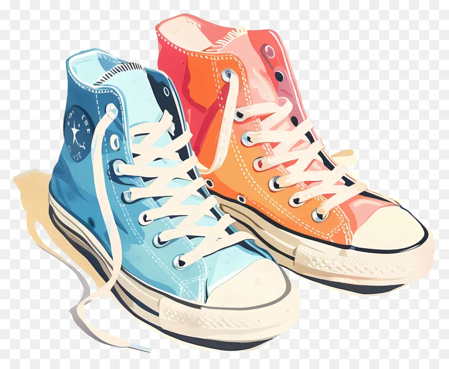 التحدث أحذية رياضية，أحذية رياضية زرقاء وبرتقالية PNG