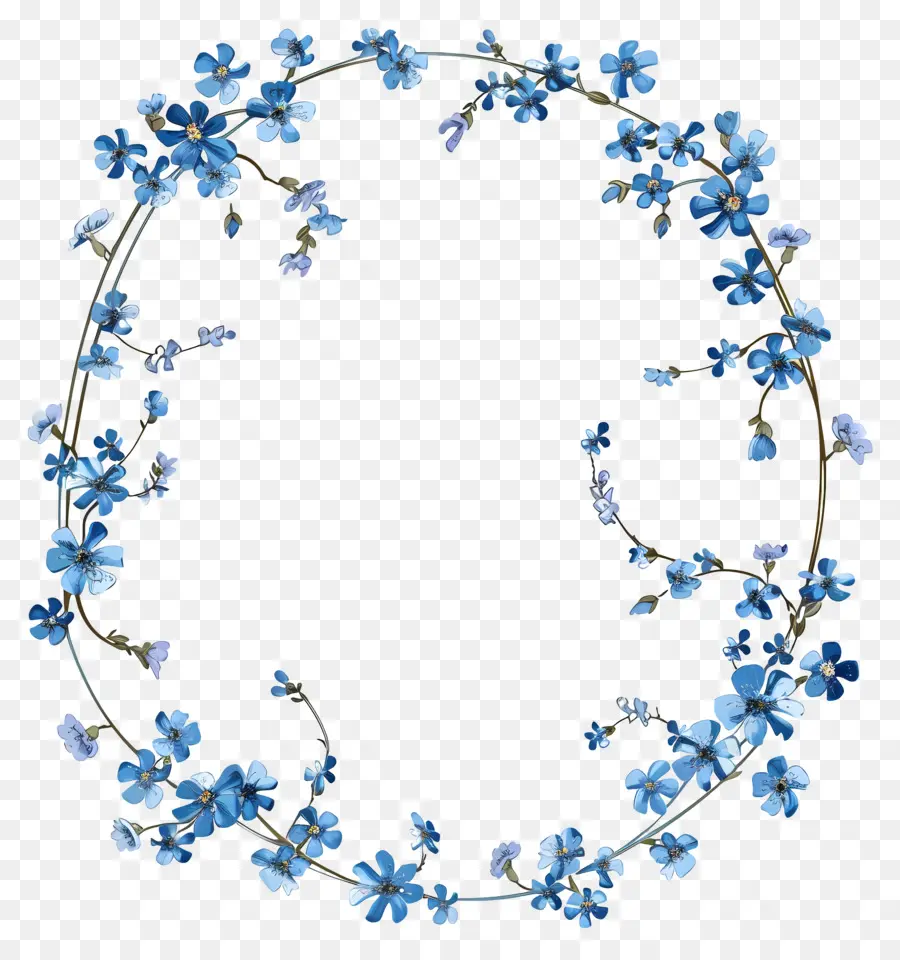 زهرة إطار，الزهور الزرقاء PNG