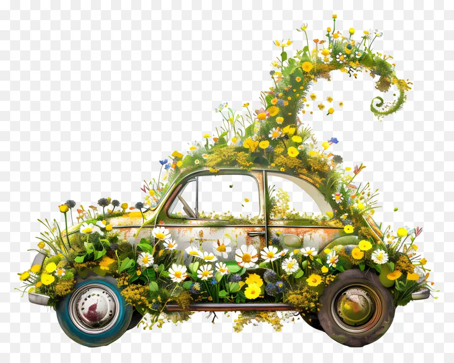 سيارة الربيع，السيارة الخضراء PNG
