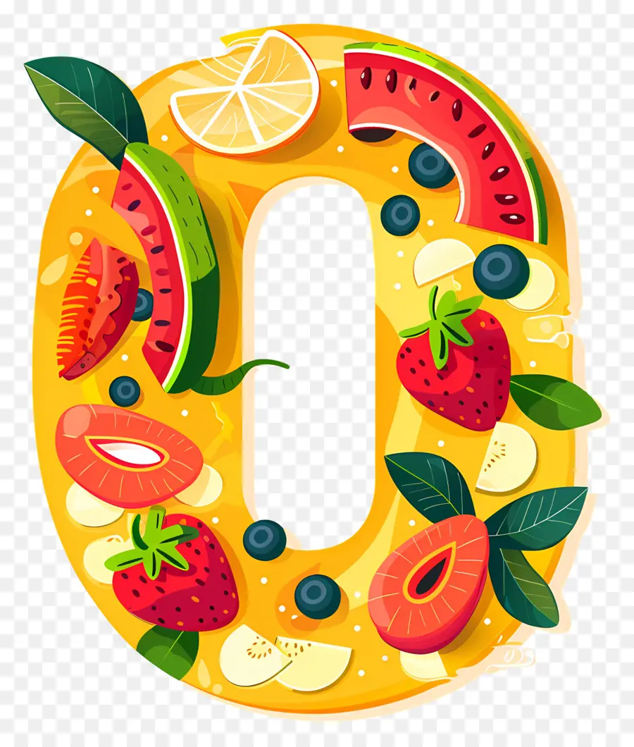 عدد 0，الفاكهة والخضروات PNG