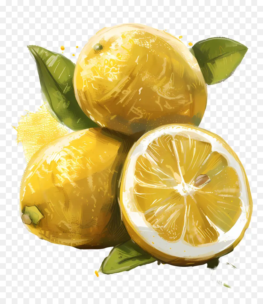 الليمون，ألوان مائية التوضيح PNG