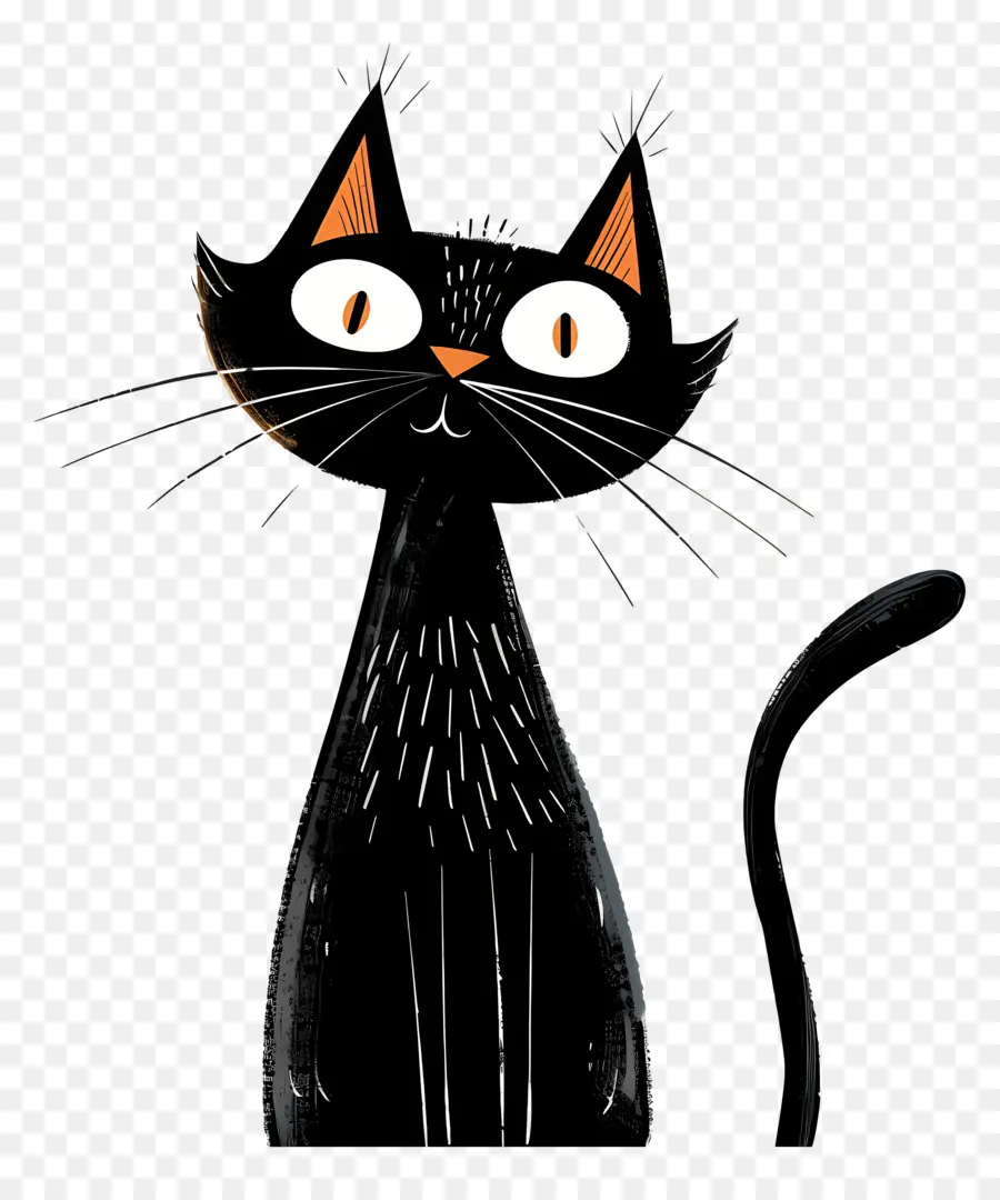 القط الأسود，عيون برتقالية PNG