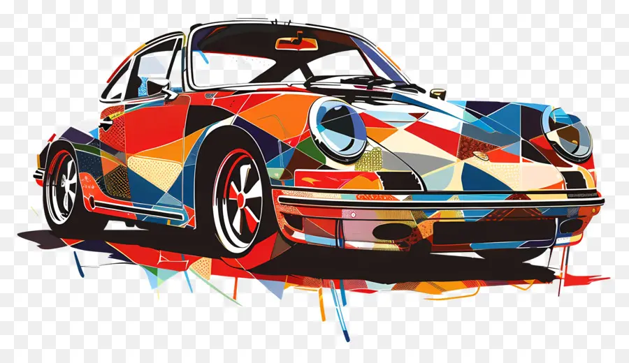 Porsche صورة ظلية，سيارة فنية مجردة PNG