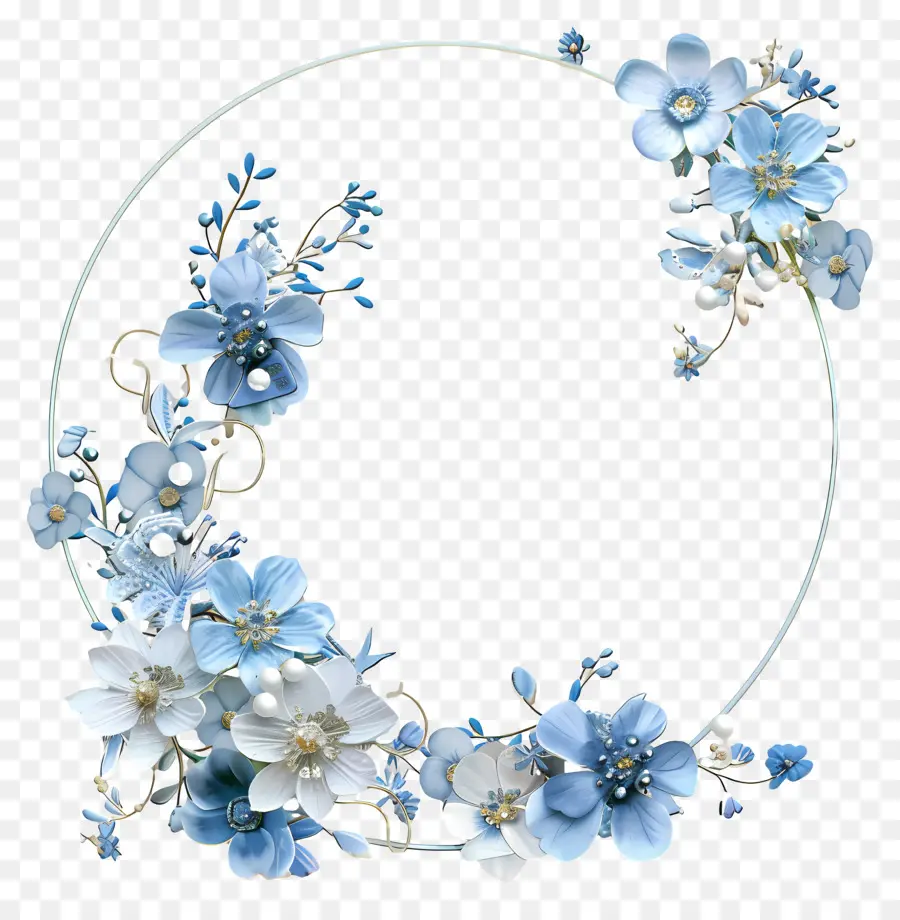 الإطار الأزهار，الأزرق إكليل الزهور PNG