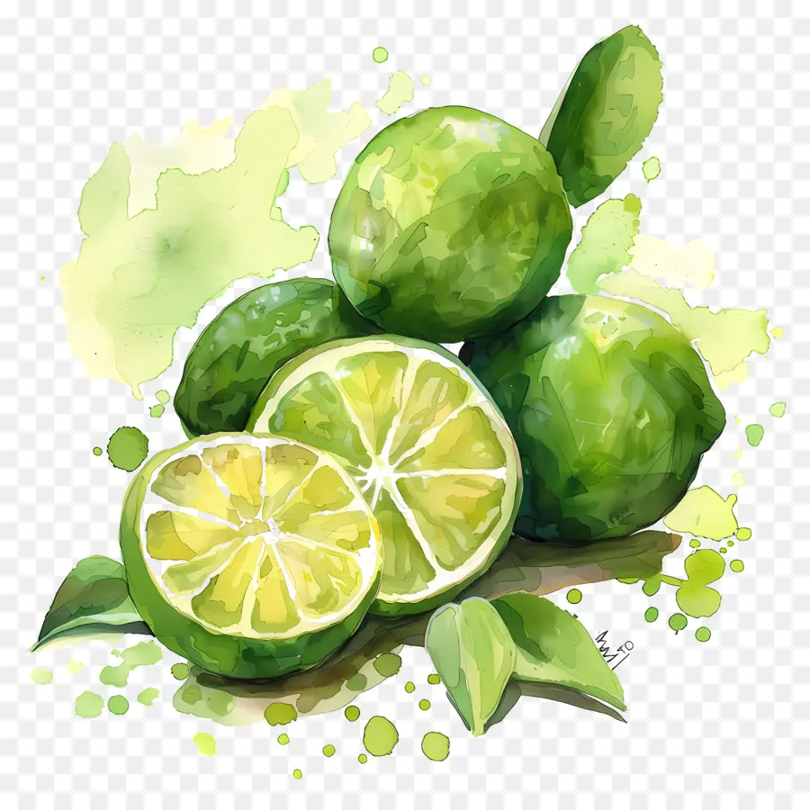 الليمون الحامض，الرسم بالألوان المائية PNG