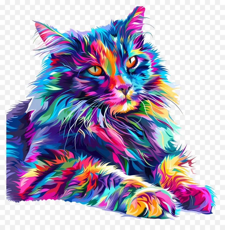 القط，قطة ملونة PNG