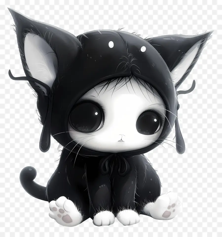 Kuromi，قطة سوداء في هوديي PNG