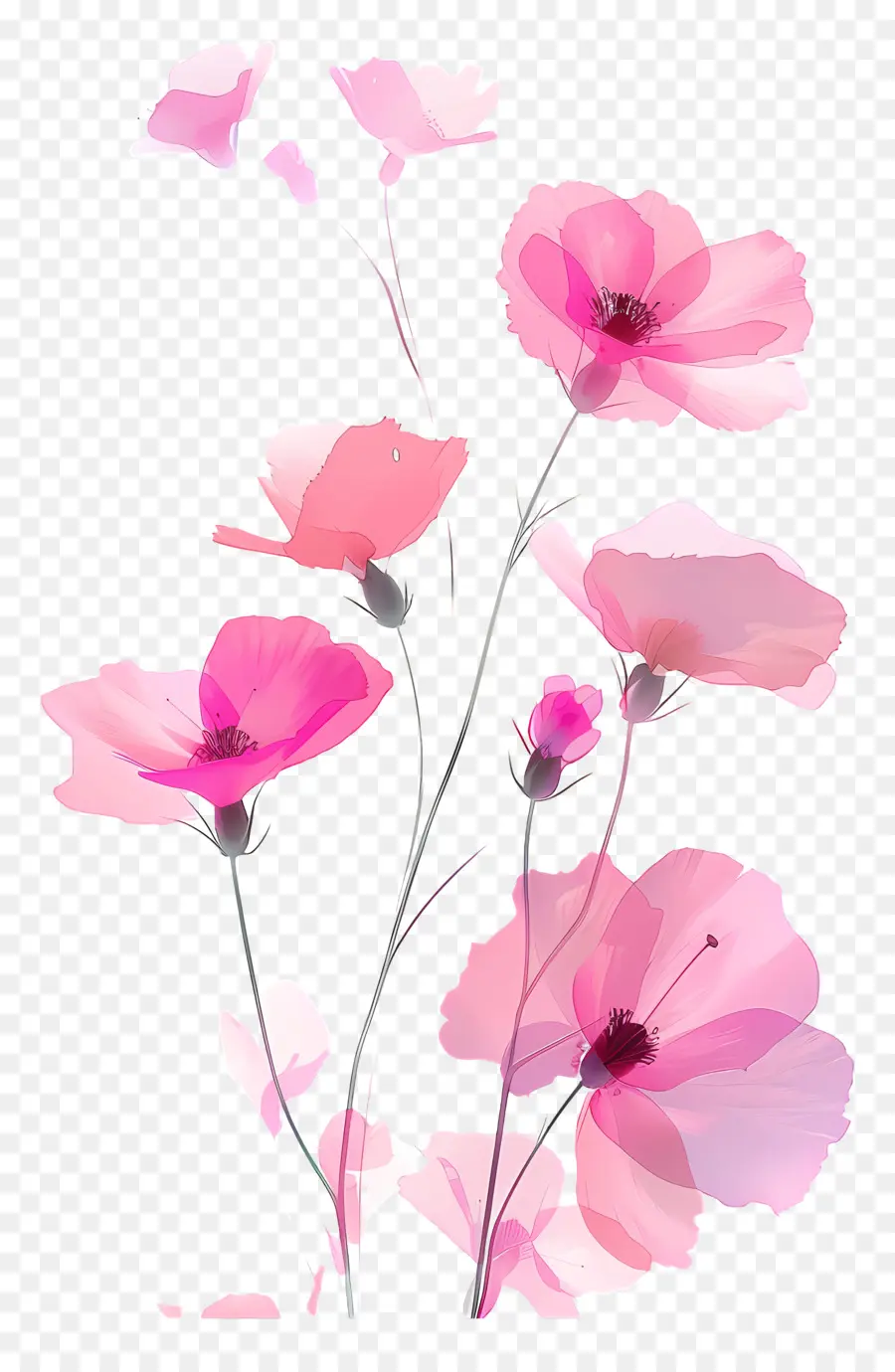 الزهور الوردية，باقة PNG