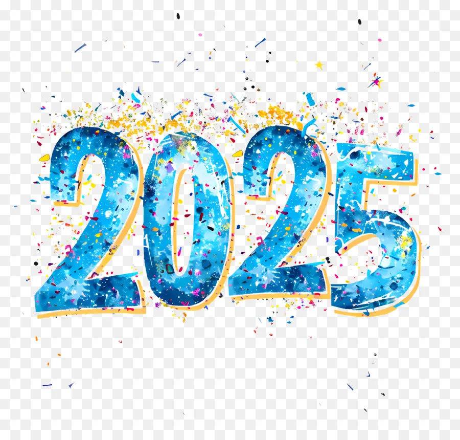 العام الجديد 2025，الحروف الزرقاء PNG