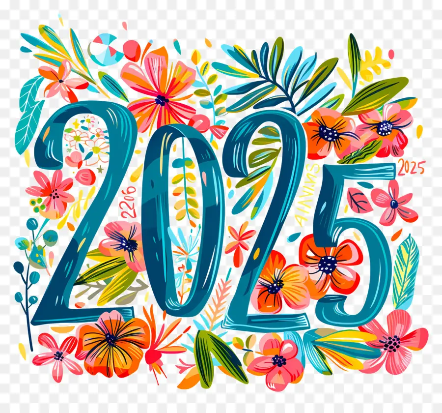 العام الجديد 2025，ترتيب الأزهار PNG