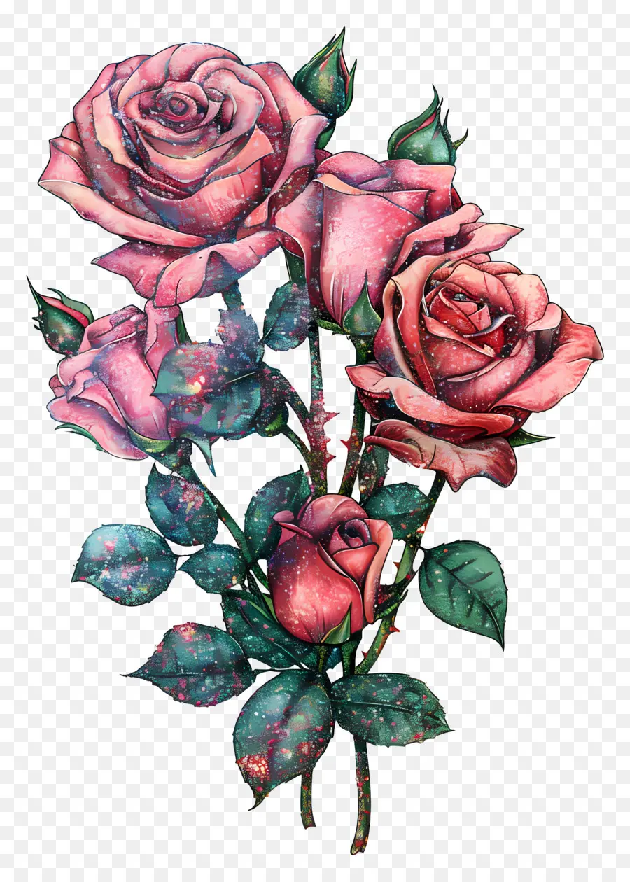 باقة باقة باقة，الوردي الورود PNG