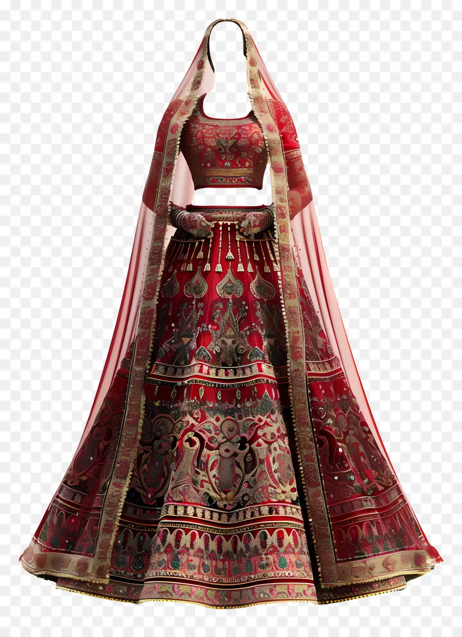 فستان الزفاف الهندي，ريد بيدال لينجا PNG