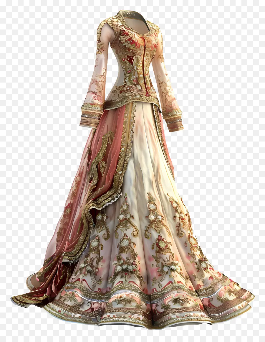 فستان الزفاف الهندي，أزياء عصر النهضة PNG