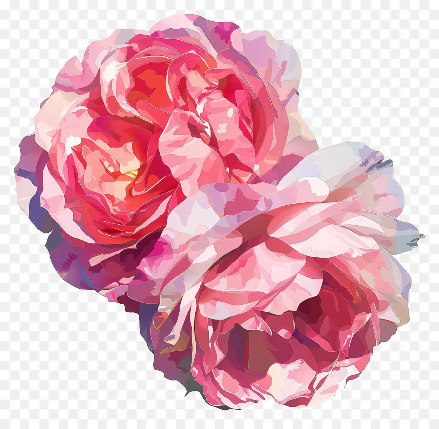 ورود فرحة مزدوجة，الوردي الورود PNG