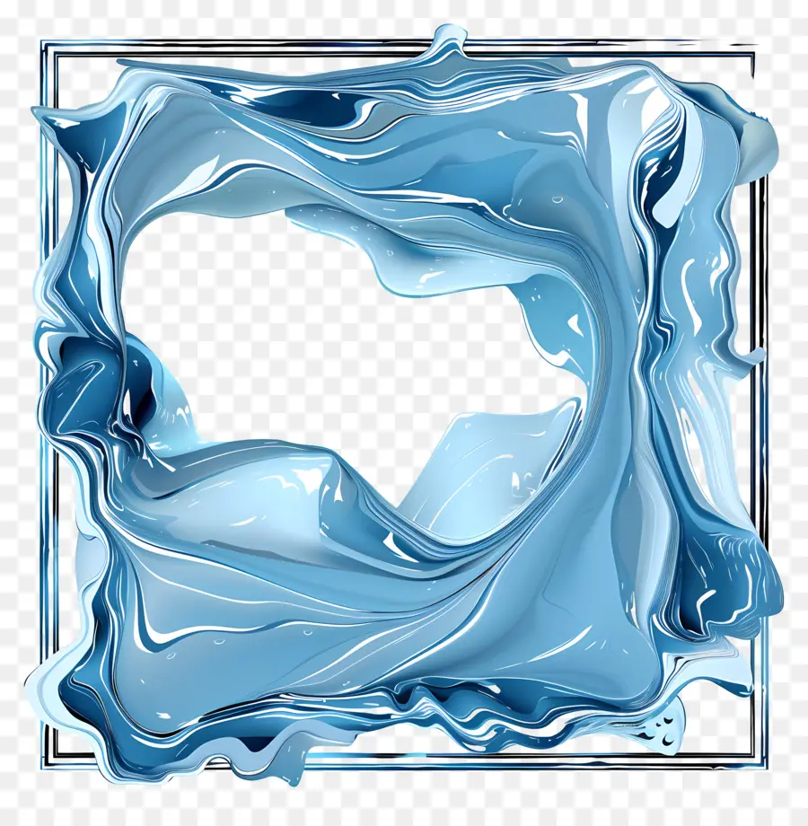 إطار أزرق مربع，سطح الماء PNG