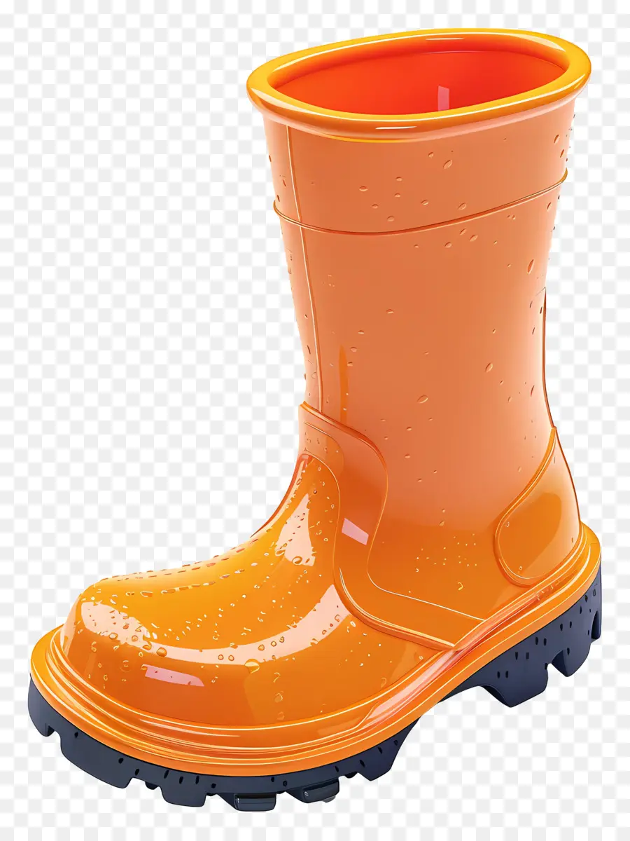حذاء المطر，الحذاء المطاطي البرتقالي PNG