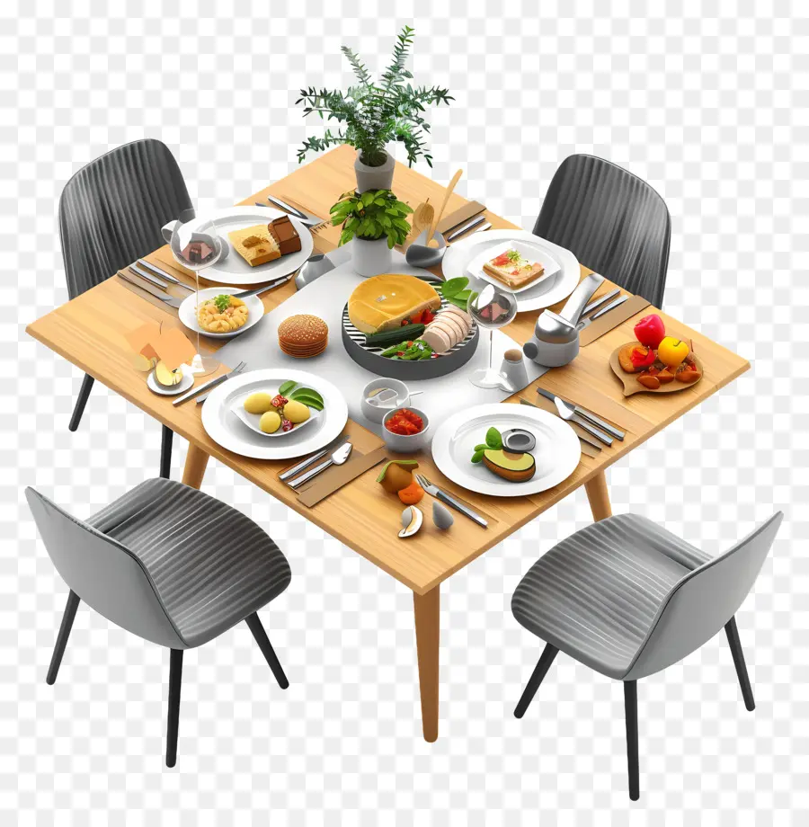 مائدة العشاء，طاولة الطعام مجموعة PNG