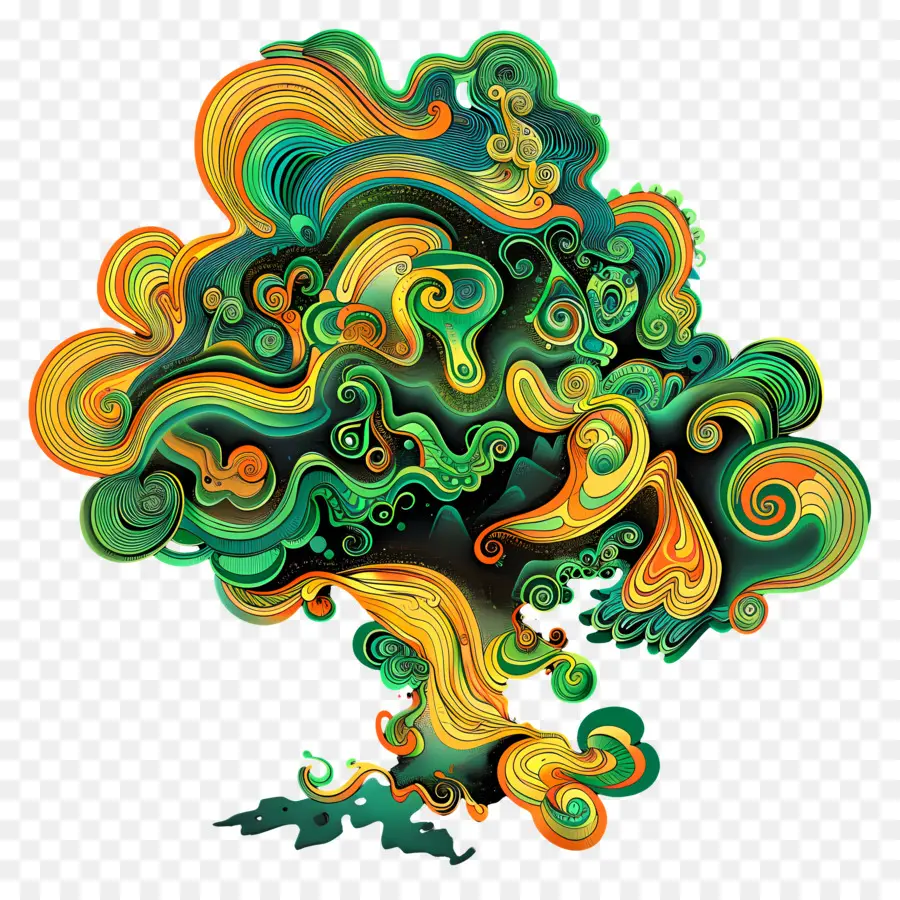 فن الخط ،，شجرة متعددة الألوان PNG