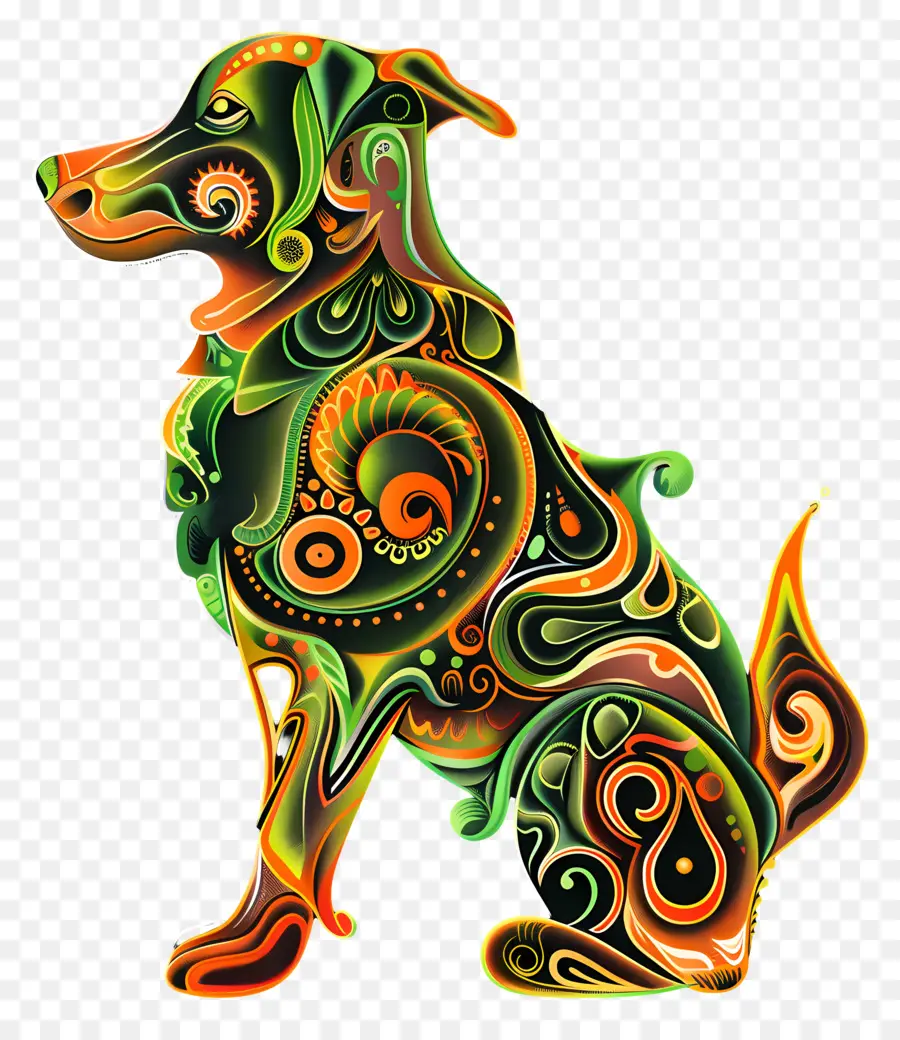 فن الخط ،，الملونة الكلب PNG