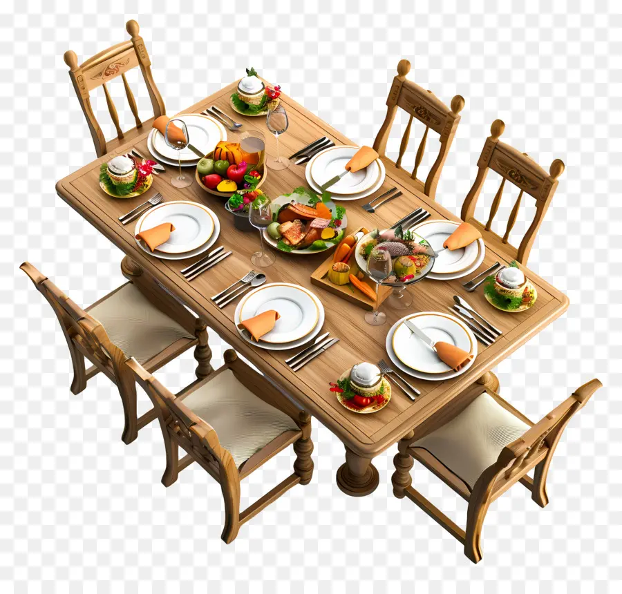 مائدة العشاء，عشاء عيد الشكر PNG