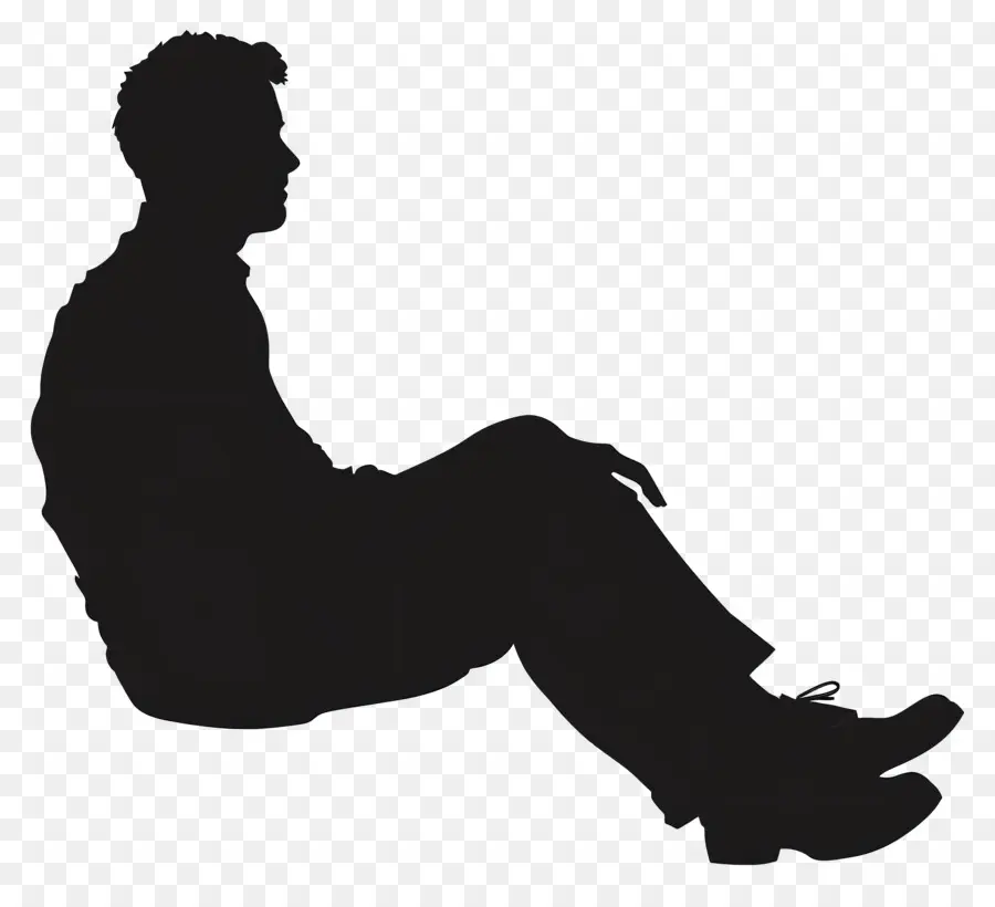 جالس الرجل الظلية，صورة ظلية ، PNG