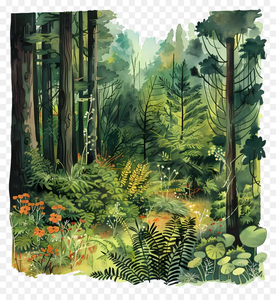 غابة الخصبة，لوحة الغابات الخضراء PNG