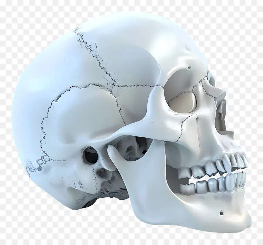منظر جانبي للجمجمة البشرية，مما يجعل 3d PNG