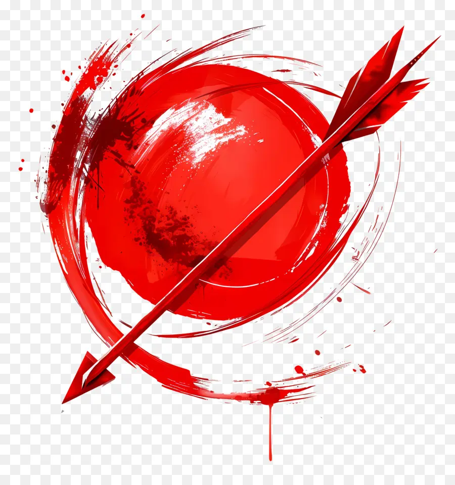 دائرة حمراء مع السهم，لوحة تجريدية PNG