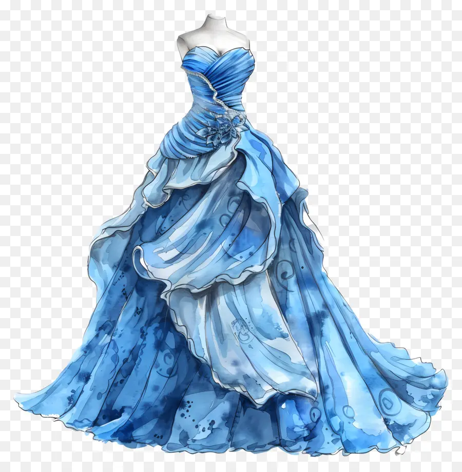 فستان الزفاف الأزرق，ثوب أزرق PNG
