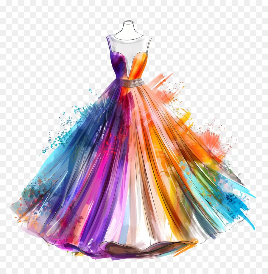 فستان حفل الزفاف，ألوان مائية اللباس PNG