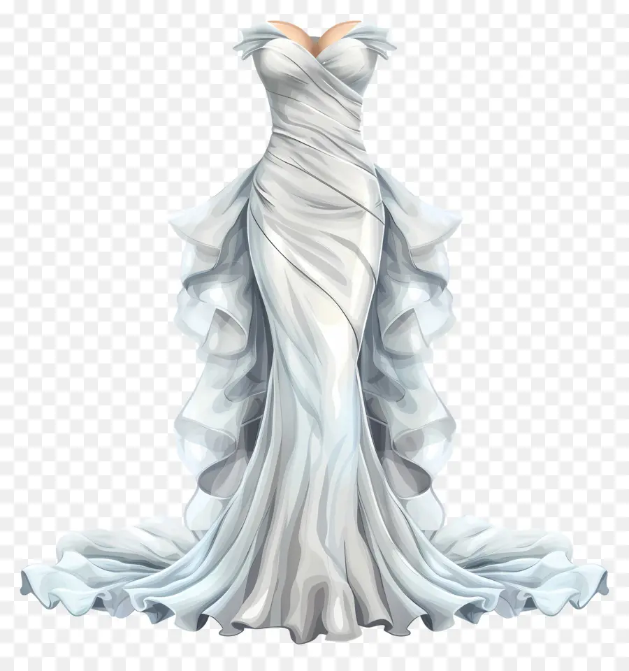 فستان الزفاف حورية البحر，فستان شيفون الحرير PNG